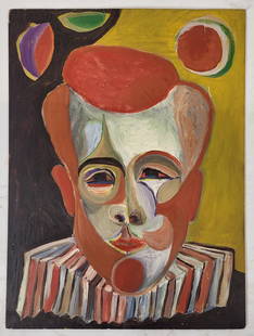 Modern Clown Portrait - Oil on Panel