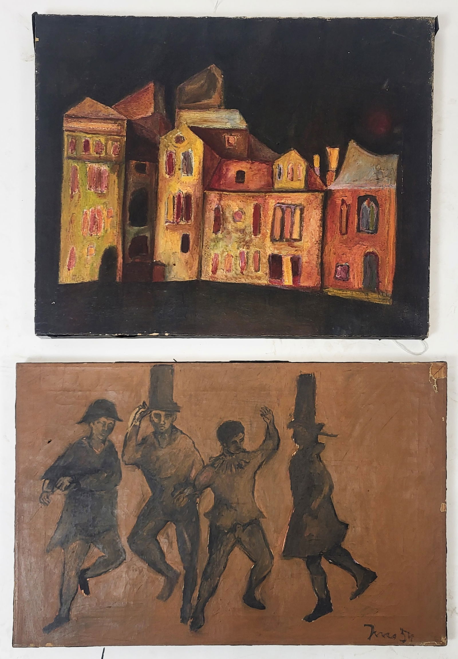 2 Unframed Oil on Canvas - Buildings & Dancers (1 of 15)