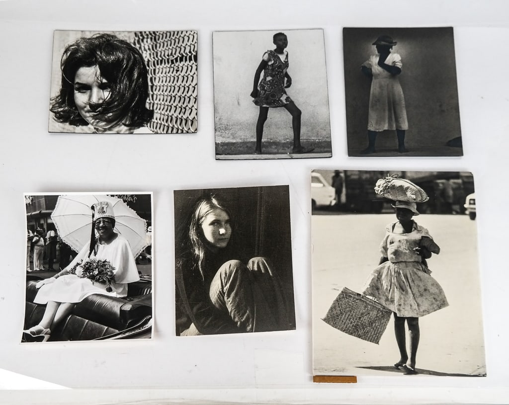 Hans Lux Six Photographs: Women: Han LUX (German) group of six photographs of women from his portfolio, variously mounted some on board and other paper, comprising two labeled: Woman (Port of Spain, Trinidad)[9.5"' H x 7.5" W], and P