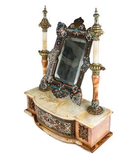 Antique Cloisonne and Onyx Shaving Stand