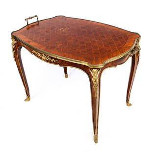 Louis XVI Parquetry Table with Bronze Dore