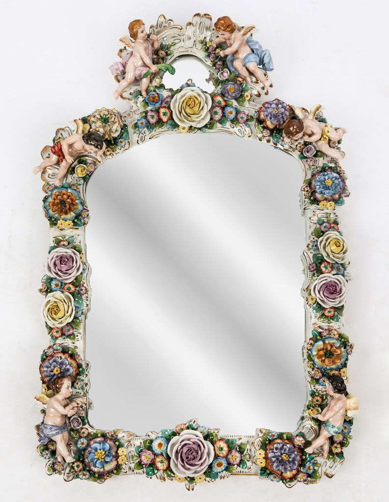 Dresden Porcelain Figural Mirror (1 of 13)