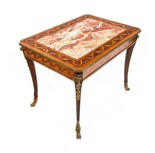 Louis XVI Marble Inset & Bronze Mounted Low Table