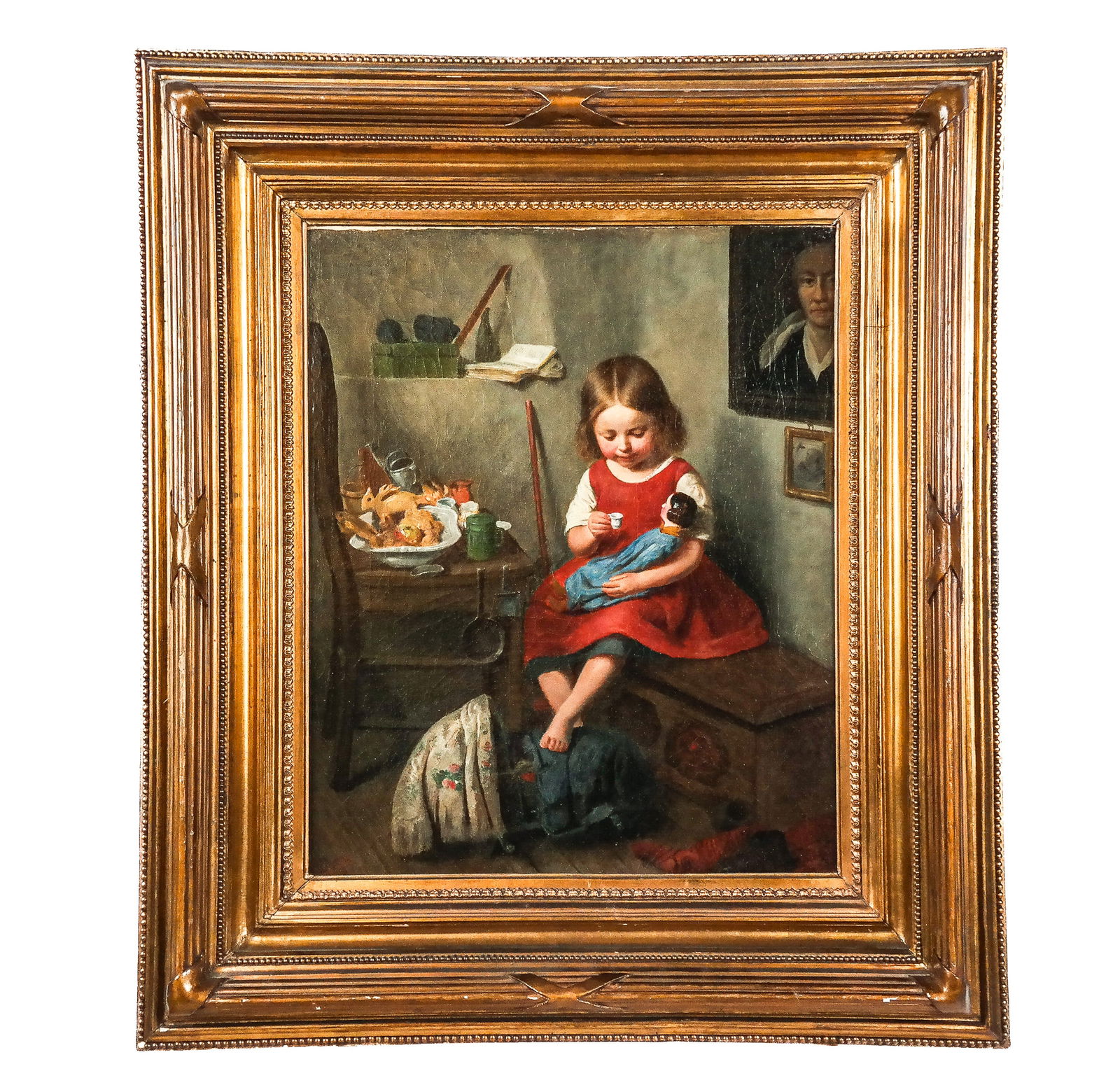 Child With Doll - Oil on Canvas Painting (1 of 10)