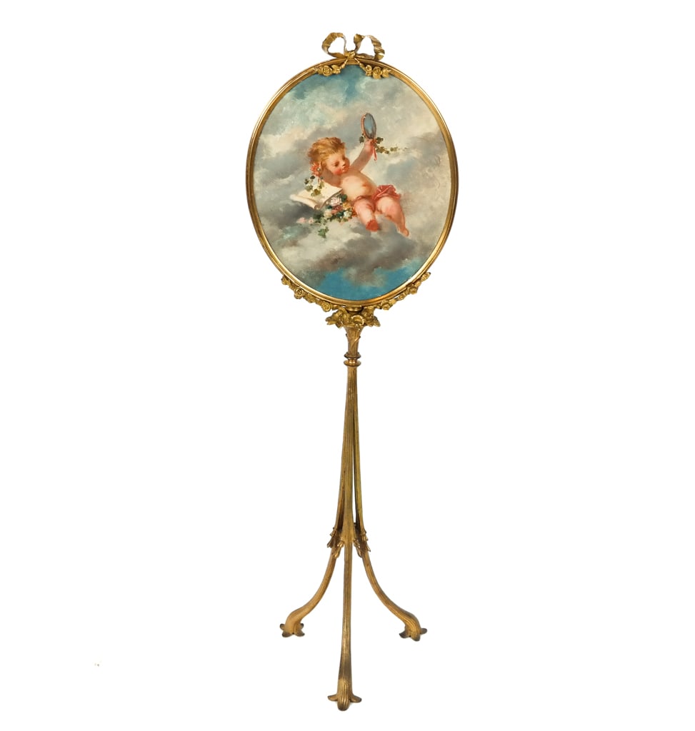 Venetian Hand Painted Screen on Bronze Dore Stand (1 of 11)