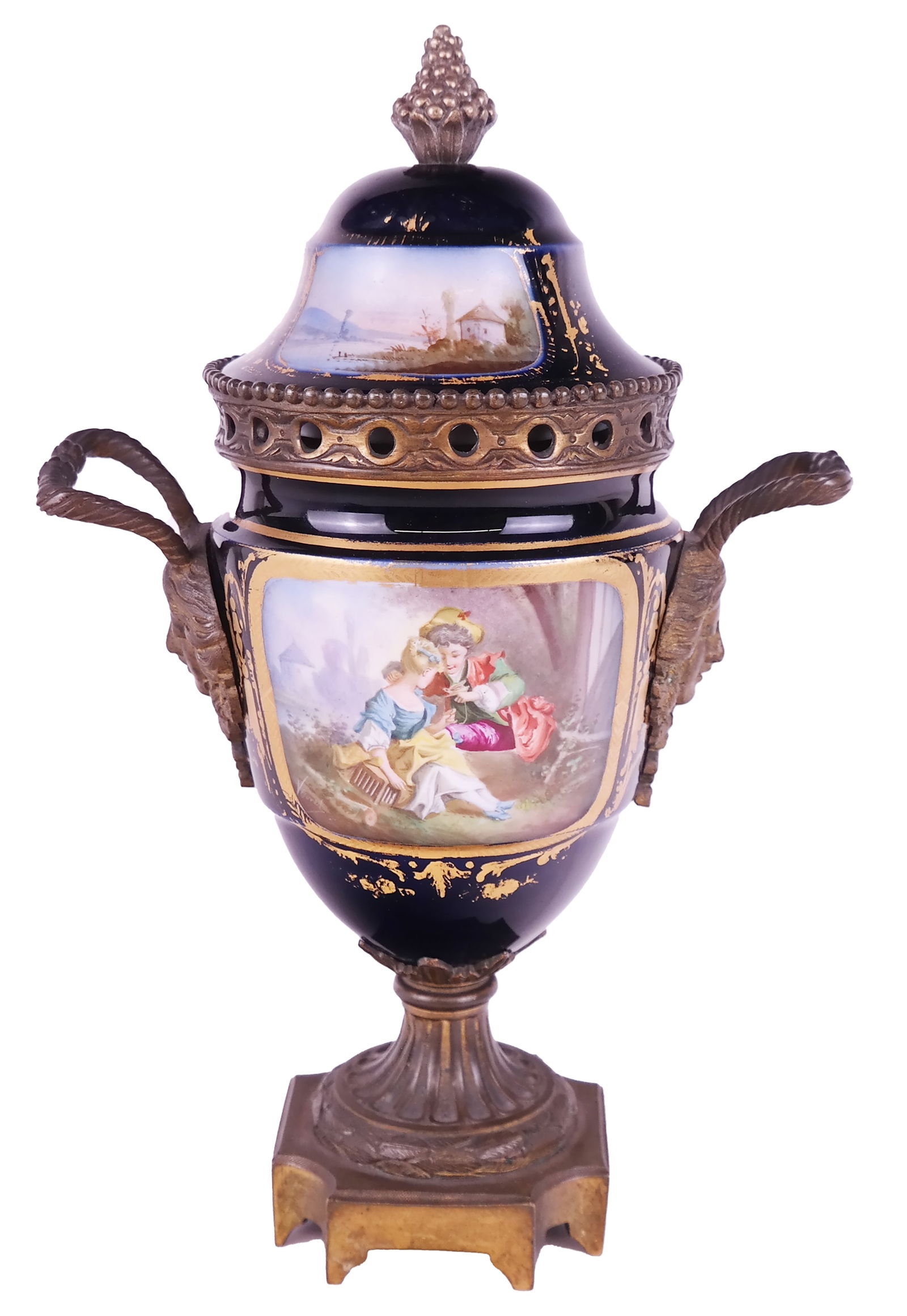 Cobalt Blue Continental Porcelain Urn (1 of 10)