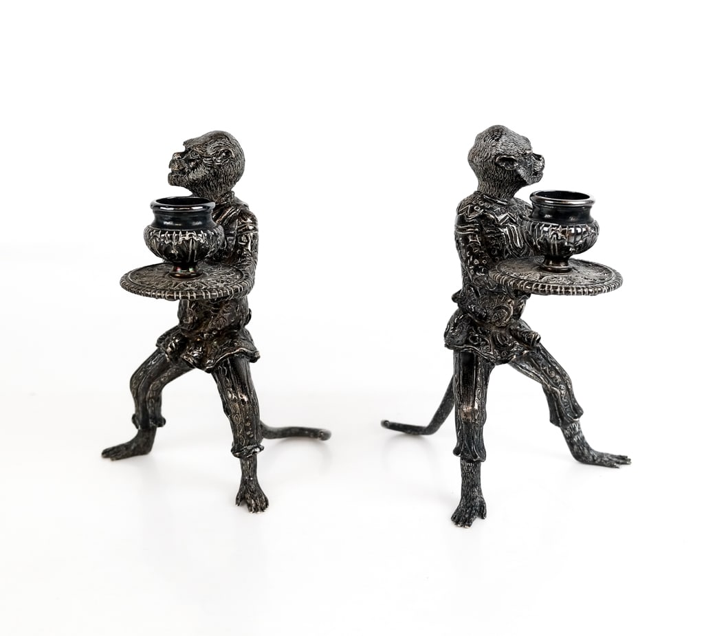 Tiffany & Co. Sterling Silver Monkey Candlesticks (1 of 10)