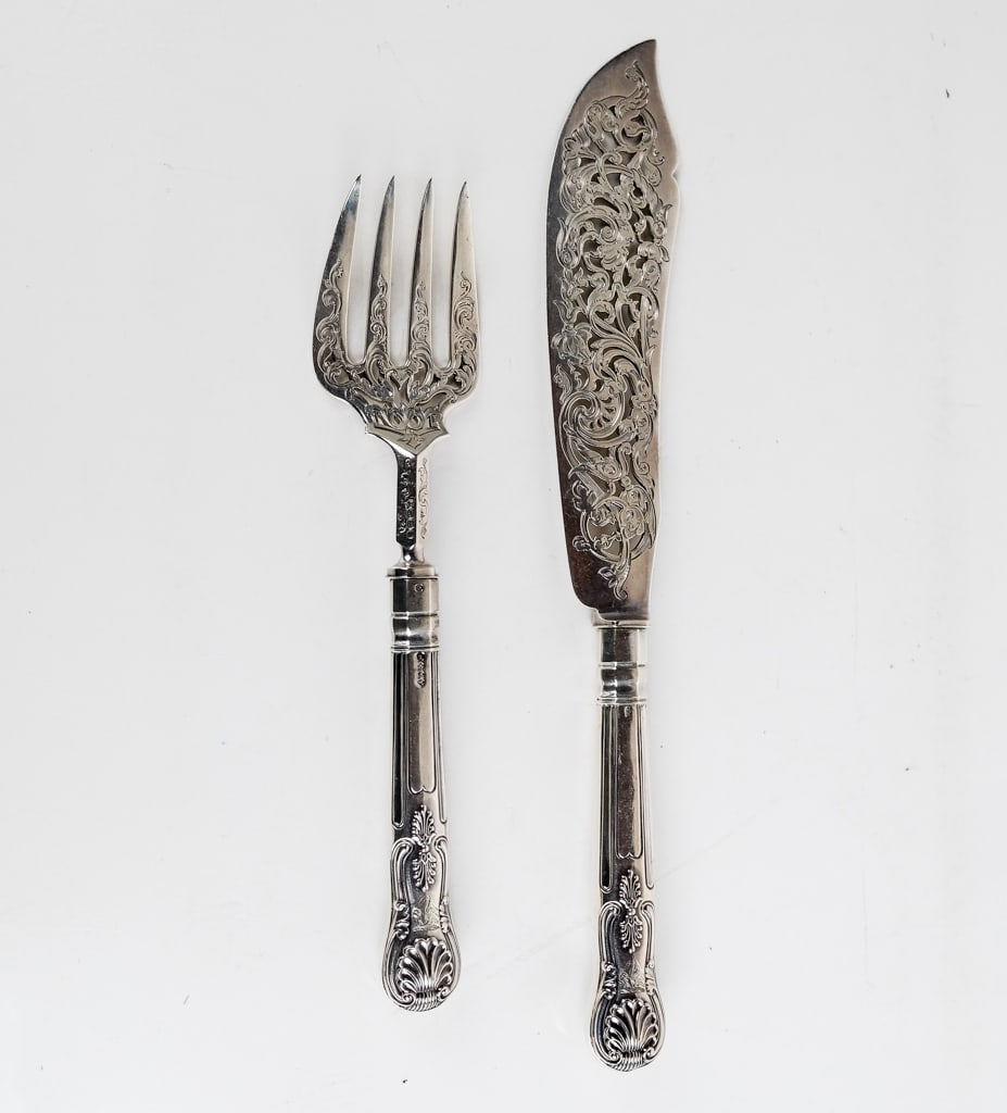 English Silver Serving Knife and Fork (1 of 10)