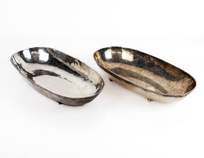 Pair Of Silver Plate Oblong Bowls