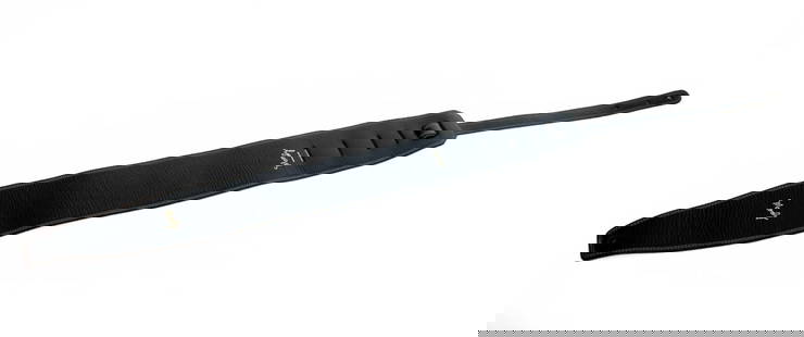 A Moody Black and Tobacco Guitar Strap