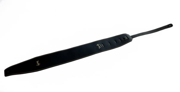 A Moody Black and Tobacco Guitar Strap