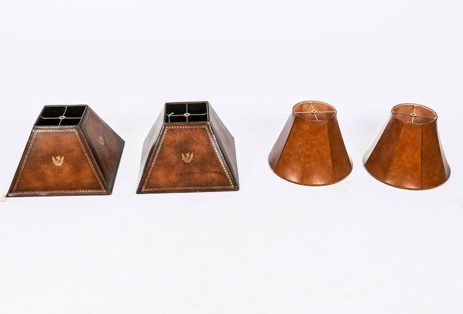 Two Pair of Leather and Faux Leather Lampshades, 4 (1 of 6)