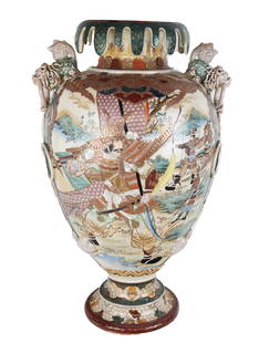 Japanese Meiji Period Satsuma Two-Handled Urn