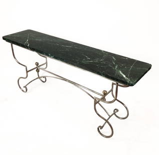 Mid-Century Modern Iron and Marble Top Console