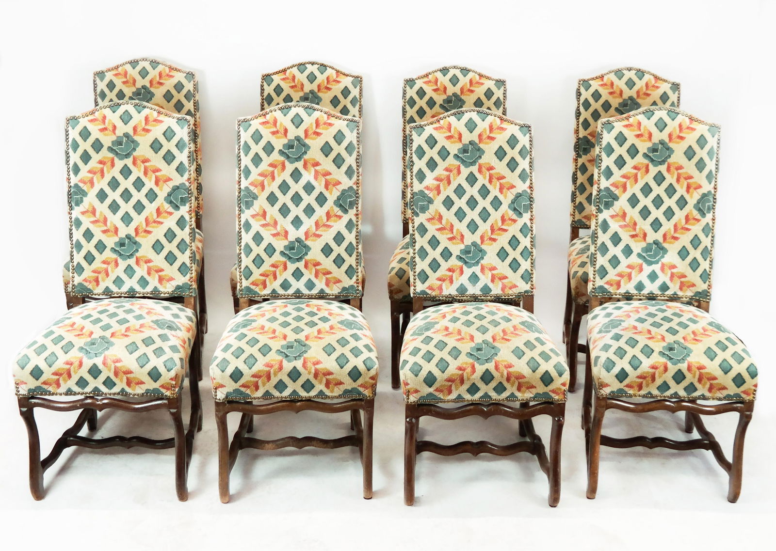 Set of Upholstered Highback Side Chairs, 8 (1 of 10)