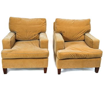 Robert Allen Mohair Velvet Upholstered Club Chairs