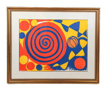 CALDER Untitled Swirl with Pumpkin Lithograph