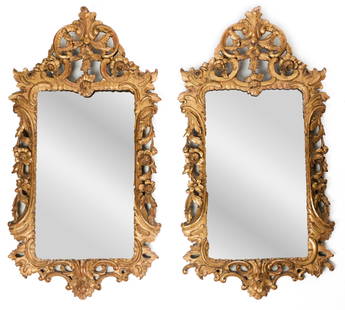 Pair of 19th C. Continental Decorated Mirrors