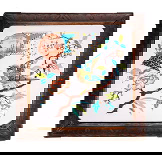 Aesthetic Movement Hand-Painted Tile in a Frame