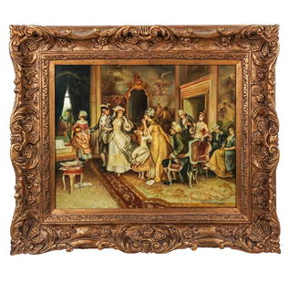 Victor HUGUET: Figural Interior Scene - Print