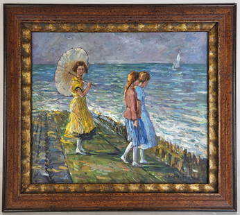 Attrib. to Jane PETERSON: Women on Dock - Painting