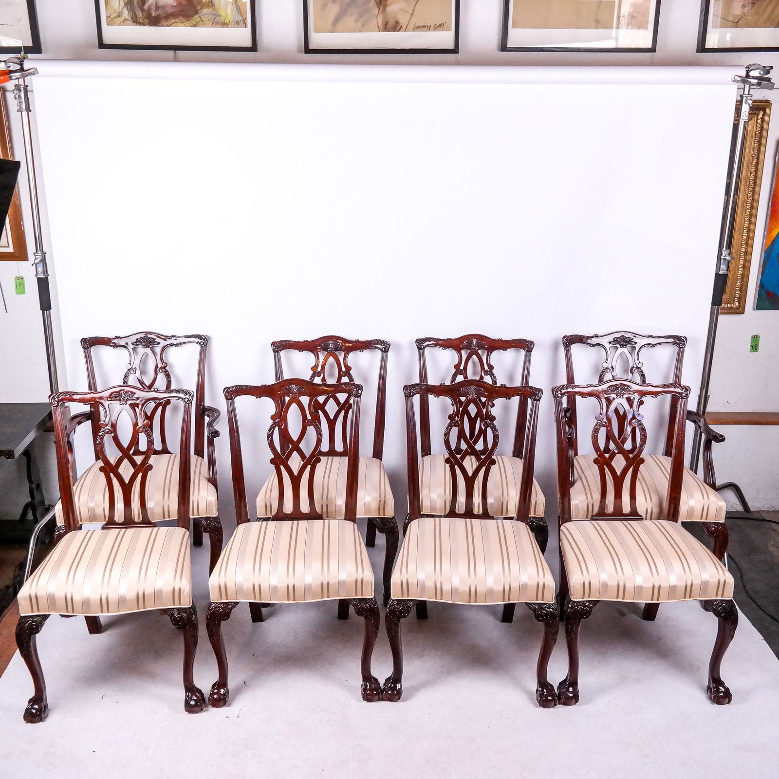 Georgian-Style Mahogany Dining Room Chairs (8) (1 of 14)