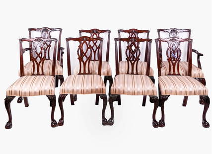 Georgian-Style Mahogany Dining Room Chairs (8)
