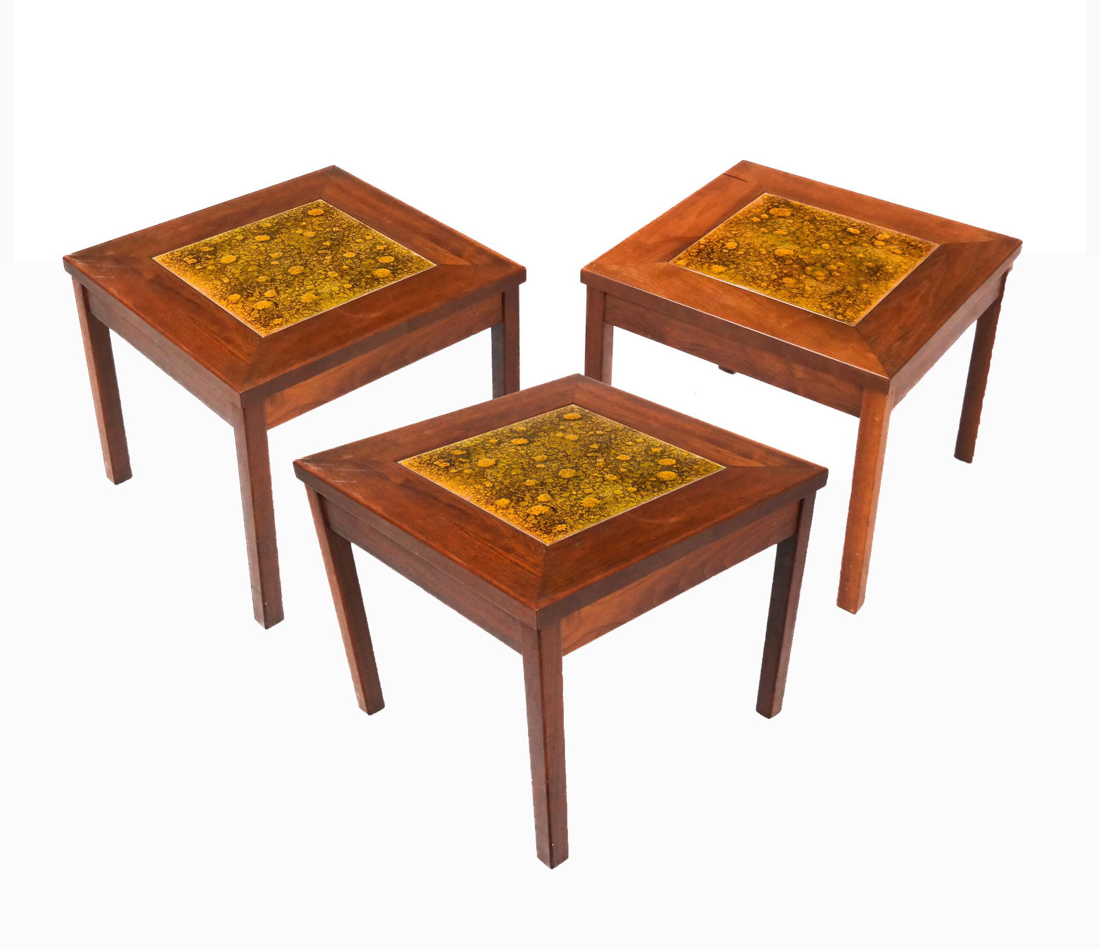 Set of 3 Brown Saltman Walnut & Copper Side Tables (1 of 13)