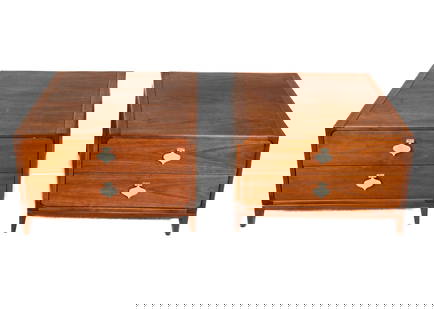John Keal for Brown Saltman Walnut Side Tables, Pr