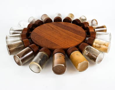 Mid-Century Modern Digsmed 18 Jar Teak Spice Wheel