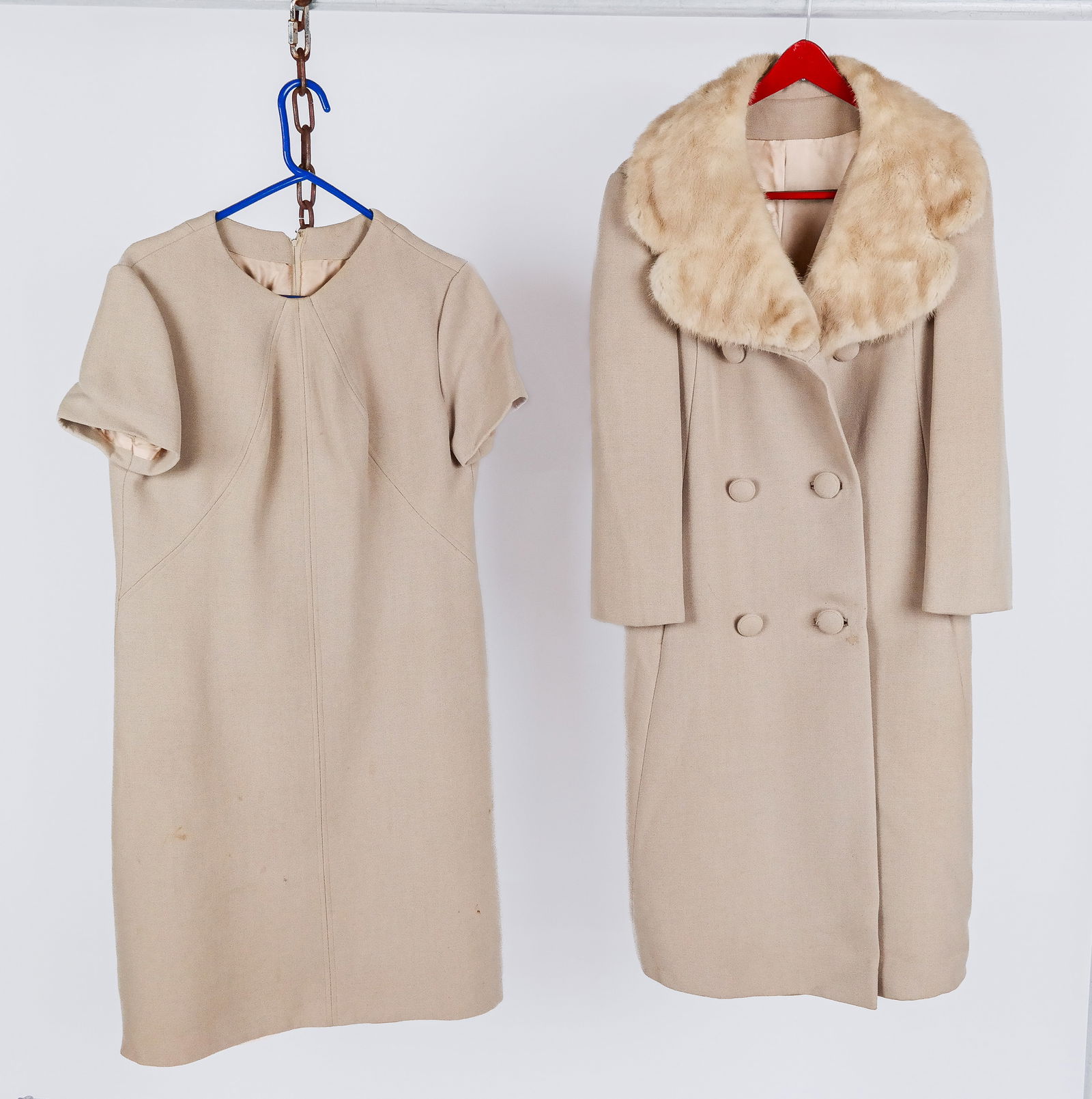 Wili Tan Wool Dress Set with Fur Accents (1 of 7)