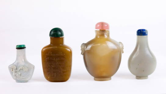 Chinese Carved Agate Snuff Bottles (4)