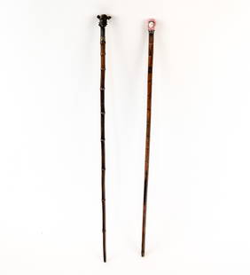 2 Victorian Bamboo Walking Sticks