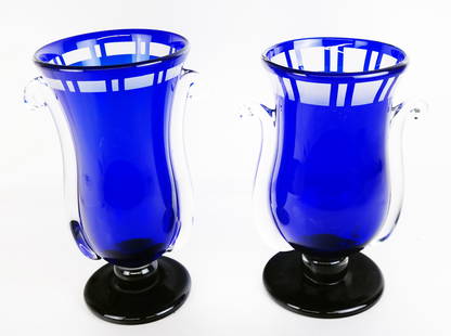 Pair of Post-Modern Art Glass Vases