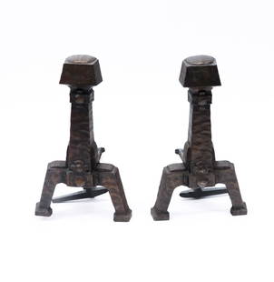 Pair of Arts & Crafts Andirons, 1860-1920