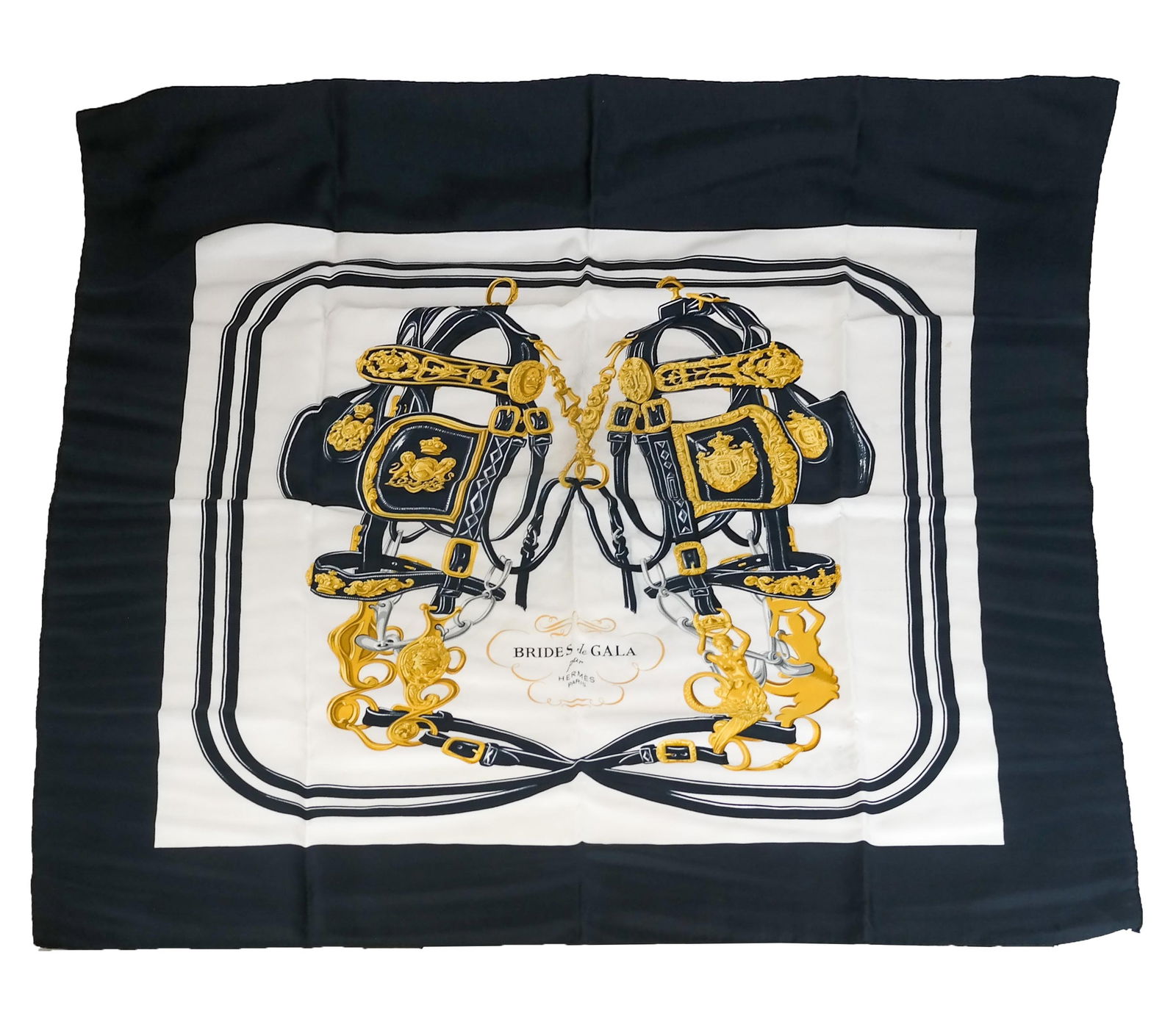 Hermes Navy "Brides de Gala" Silk Scarf (1 of 7)