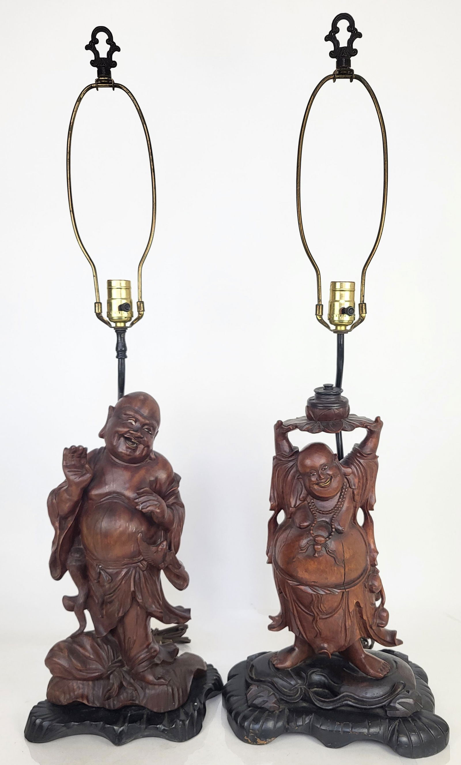 Pair Of Chinese Carved Hotai Figures As Lamps (1 of 20)