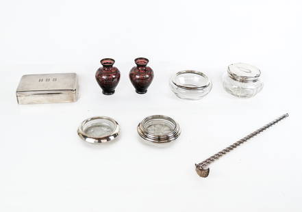 Group of Silver, Silvered Metal and Overlay, 8