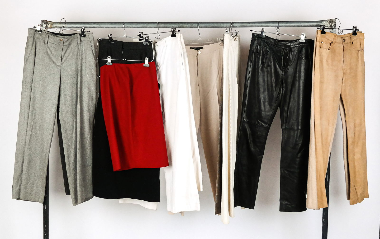 Armani, Ungaro, Ralph Lauren Purple Label & Other: Armani, Ungaro, Ralph Lauren, Ralph Lauren Purple Label, Anne Klein, DKNY and others collection of womens pants and skirts [sizes 4 -6] Overall condition is good, minor signs of wear.