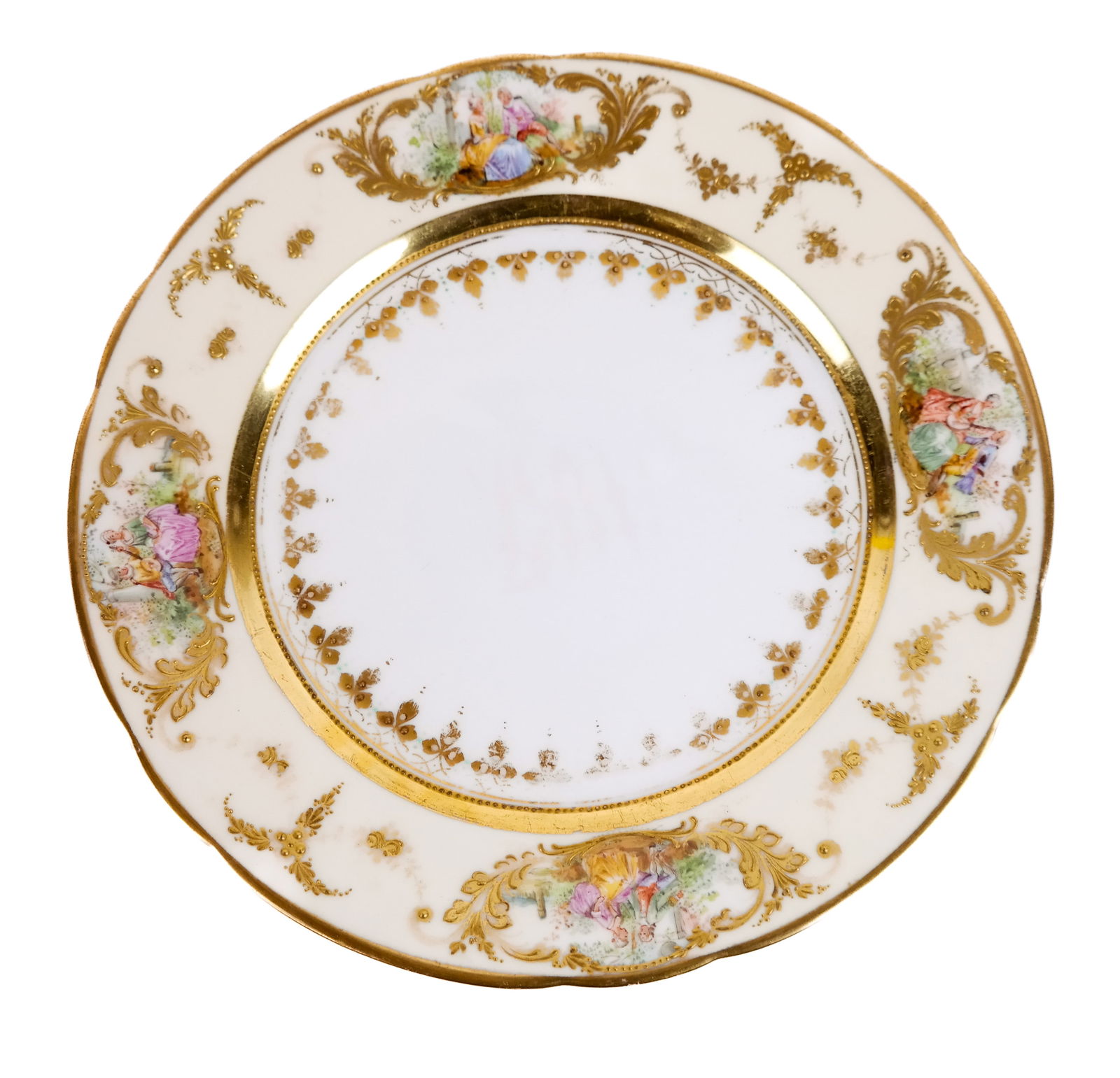 Dresden Gilt Decorated Lover Dessert Plates, 11 (1 of 9)