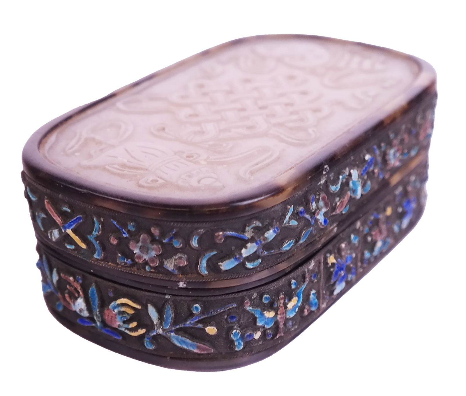 Chinese Jade, Faux Tortoise and Enamel Vanity Box (1 of 10)