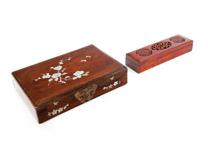 Two Chinese Carved Wood Boxes