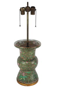 Chinese Famille Verte Porcelain Vase Mounted as a Lamp