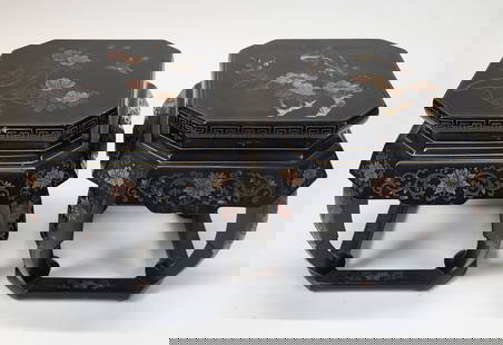 Two Chinese Black Lacquer Tambours
