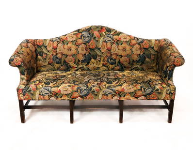 Floral Upholstered Camelback Settee