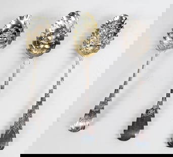 Three English Silver Berry Spoons