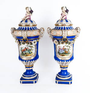 KPM Pair of Porcelain Covered Urns