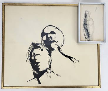Peter WEXLER: Two Ink Drawings - Figure & Abstract