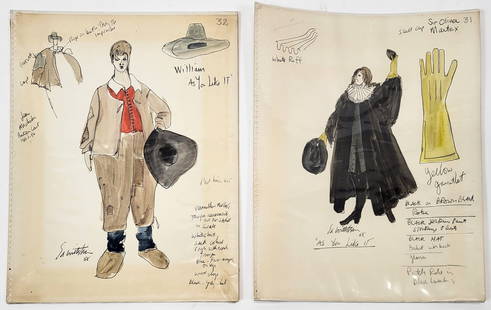 Ed WITTSTEIN: Pair of Watercolor Costume Designs
