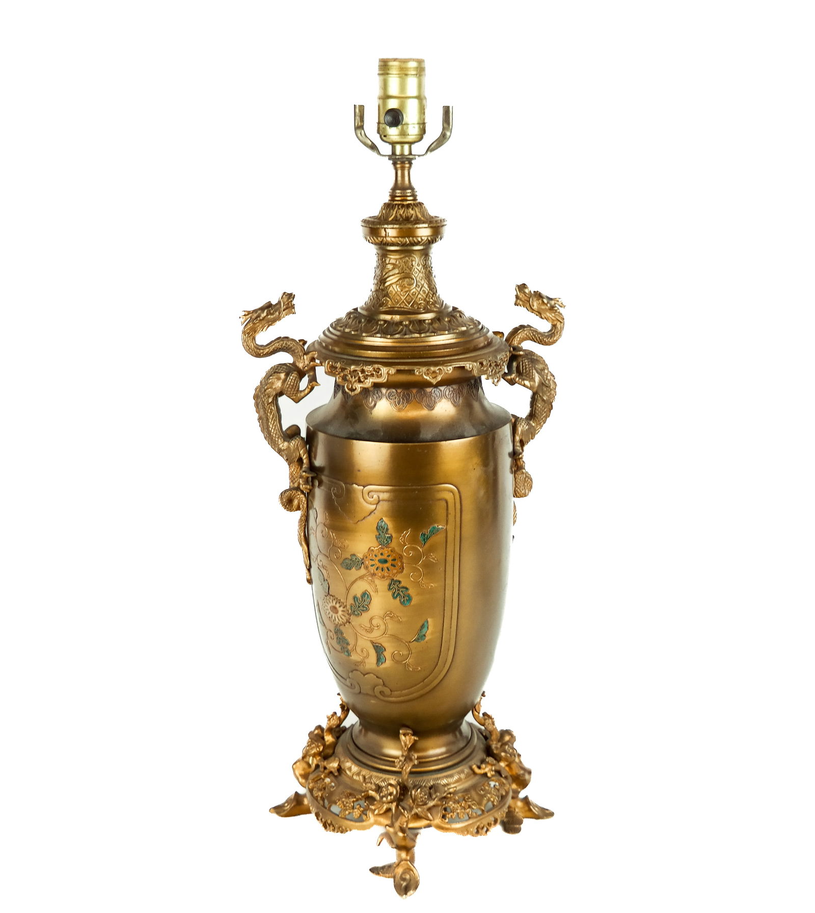 French Bronze Japanese-Style Vase Lamp (1 of 9)